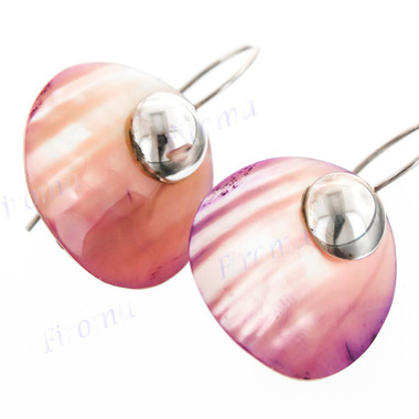 11/16" 925 Silver Purple Turbo Shell French Wires Earrings