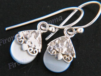 3/8" 925 Silver White Mother Of Pearl Shell French Wires Earrings