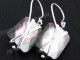 11/16" 925 Silver Black Mother Of Pearl Shell French Wires Earrings