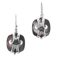 SALE! 11/16" BLACK MOTHER OF PEARL SHELL 925 STERLING SILVER earrings