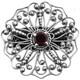 1 1/16" 925 Silver Red Garnet Face us 7.5 Ring
