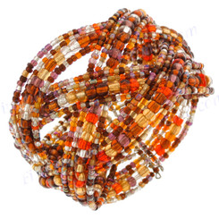 Glass Seed Beads 7" Peacock Orange Cuff Bracelet