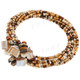 Mother Of Pearl Seed Beads Tiger Eye 7" Beige Brown Bangle Post Bracelet