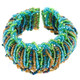 Seed Beads 7" Peacock Green Cuff Bracelet