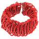 Seed Beads 7" Coral Red Cuff Bracelet