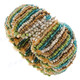 Seed Beads 7" Bronze Blue Cuff Bracelet