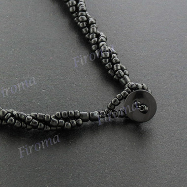 Glass Seed Beads Mother Of Pearl Paua Abalone Shell Teardrop 17" Black Necklace