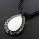 Glass Seed Beads Mother Of Pearl Paua Abalone Shell Teardrop 17" Black Necklace
