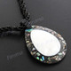 Glass Seed Beads Mother Of Pearl Paua Abalone Shell Teardrop 17" Black Necklace