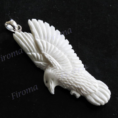 3 1/8" 925 Silver Buffalo Bone Hummingbird Kolibri Pendant