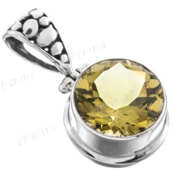 1 1/8" 925 Silver Lemon Quartz Round Pendant