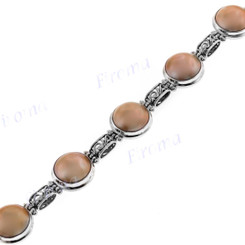 925 Silver Mabe Pearl 8" Gold Toggle Bracelet