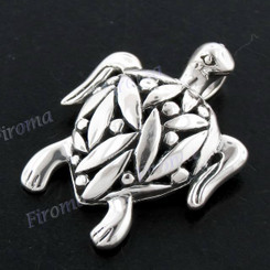 1 3/16" 925 Silver Turtle Pendant