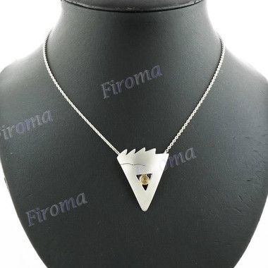 925 Silver Silver And Gold Lobster 15 3/4" Chain Necklace Pendant