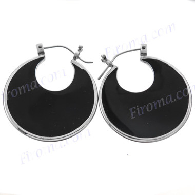1 9/16" 925 Silver Pen Shell Hoop Post Earrings