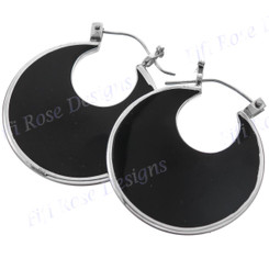 1 9/16" 925 Silver Pen Shell Hoop Post Earrings