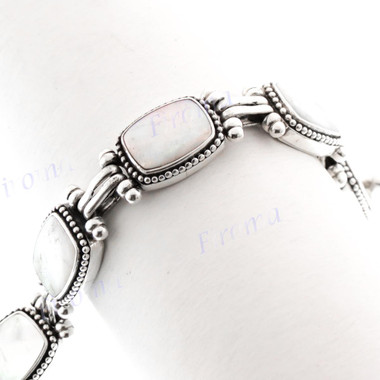 925 Silver Mother Of Pearl 7 1/2" Toggle Bracelet