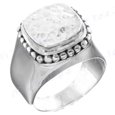 1/2" 925 Silver Face Square us 7 Ring