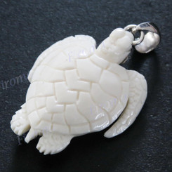 1 5/8" 925 Silver Buffalo Bone Turtle Pendant