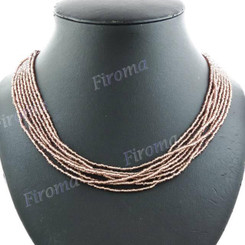 Glass Seed Beads 22" Champagne Necklace