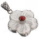 1 7/16" 925 Silver Red Biwa Pearl Mother Of Pearl Shell Flower White Pendant