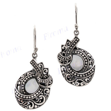 1 1/8" 925 Silver Mother Of Pearl French Wires Earrings