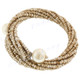 Seed Beads Faux 7" Beige Bangle Bracelet