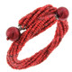 Faux Pearl Seed Beads 7" Coral Red Bangle Bracelet