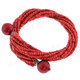 Faux Pearl Seed Beads 7" Coral Red Bangle Bracelet