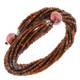 Faux Pearl Seed Beads 7" Bronze Bangle Bracelet
