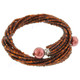 Faux Pearl Seed Beads 7" Bronze Bangle Bracelet