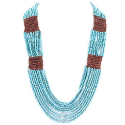 Seed Beads 34" Turquoise Brown Necklace Bead