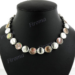 925 Silver Mother Of Pearl Shell Chain Necklace