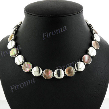 925 Silver Mother Of Pearl Shell Chain Necklace