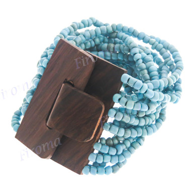 3mm Seed Beads Buckle 7" Turquoise Bracelet