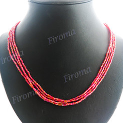 Glass Seed Beads 23" Peacock Red Necklace