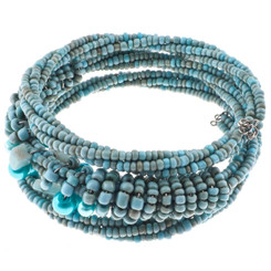 Green Aventurine Seed Beads 7" Turquoise Bangle Bracelet