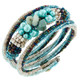 Seed Beads Green Aventurine 7" Peacock Beige Bangle Bracelet