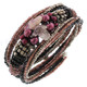 Seed Beads Amethyst 7" Champagne Black Bangle Bracelet