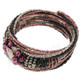 Seed Beads Amethyst 7" Champagne Black Bangle Bracelet