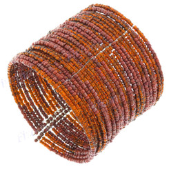 Glass Seed Beads 8" Bronze Brown Bangle Cuff Bracelet