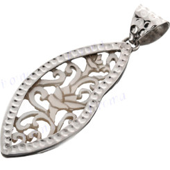 2 1/4" 925 Silver Mother Of Pearl Flowers Shell Pendant