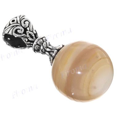 1 7/16" 925 Silver Mother Of Pearl Round Pendant Bead