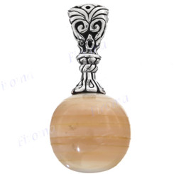 1 7/16" 925 Silver Mother Of Pearl Round Pendant Bead