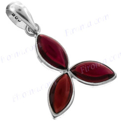 1 1/8" 925 Silver Red Garnetea Pendant