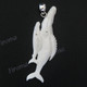 2 5/8" 925 Silver Buffalo Bone Carving Blue Pendant