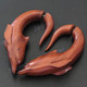 3" Natural Wood Dolphin Fake Gauge Post Earrings