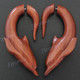 3" Natural Wood Dolphin Fake Gauge Post Earrings