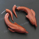 3" Natural Wood Dolphin Fake Gauge Post Earrings