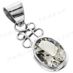 1 7/16" 925 Silver Green Amethyst Oval Pendant